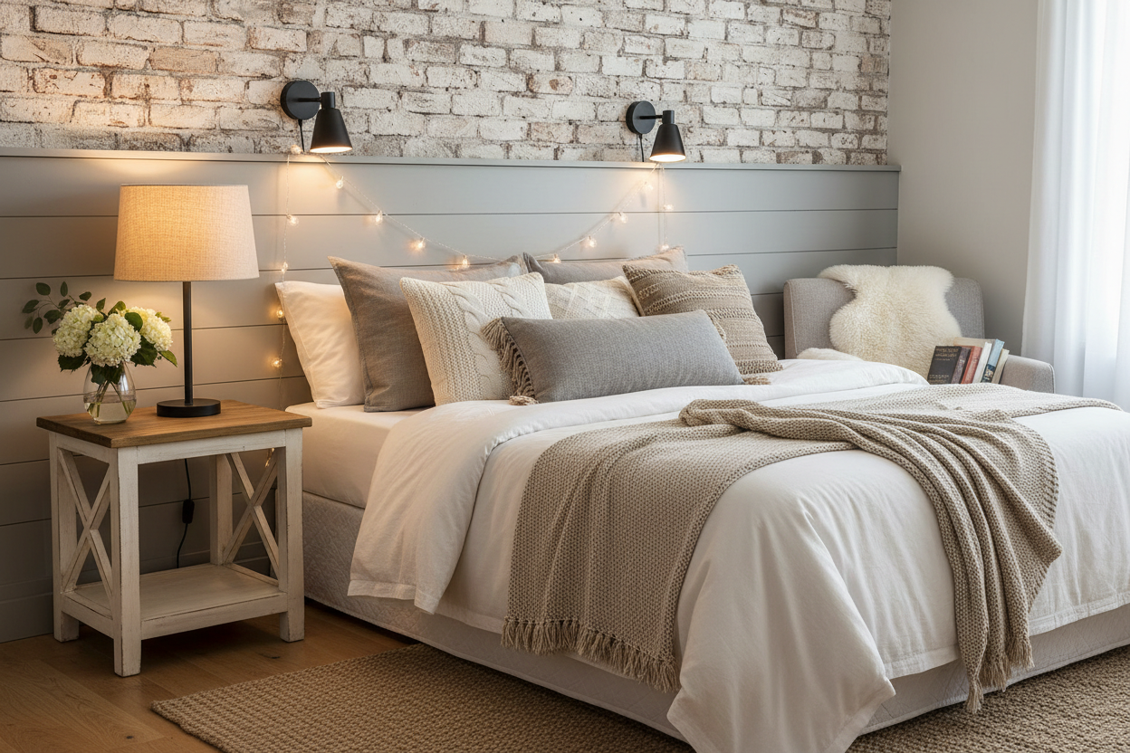 Urban farmhouse bedroom corner